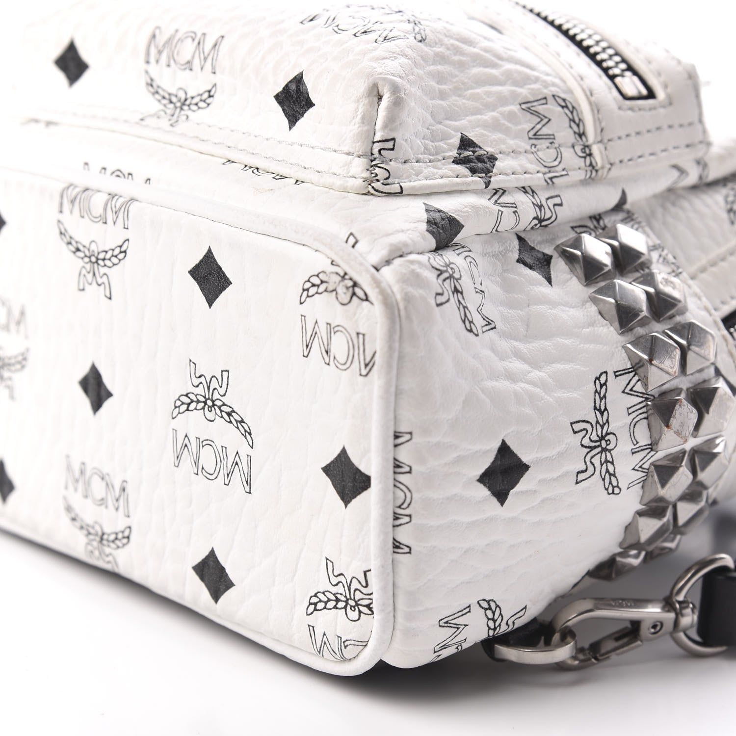 MCM Visetos Side Stud X-Mini Stark Bebe Boo Backpack White 7 of 8