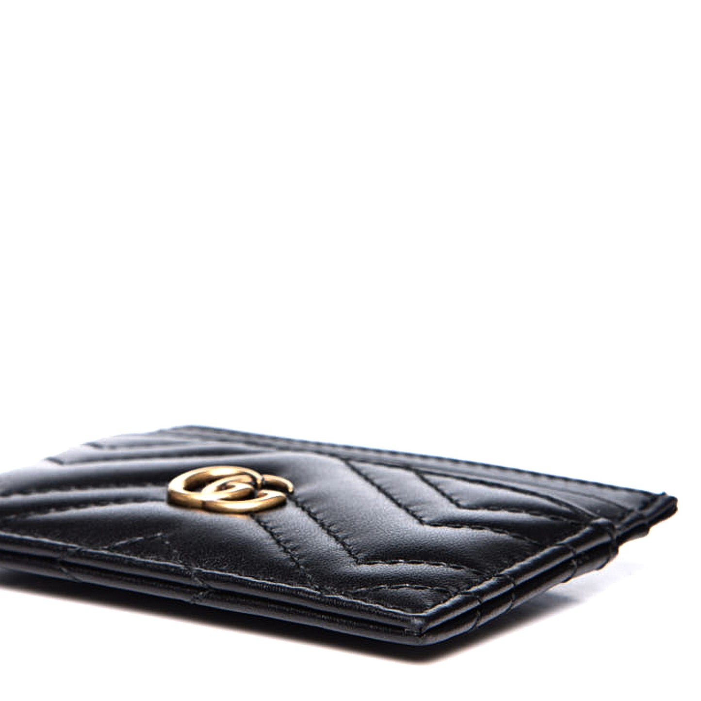 Calfskin Matelasse GG Marmont Card Holder Black