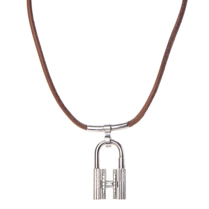 Hermes Sterling Silver Natural Bridle Touareg Cadena Necklace Pendant Bouton 1 of 7