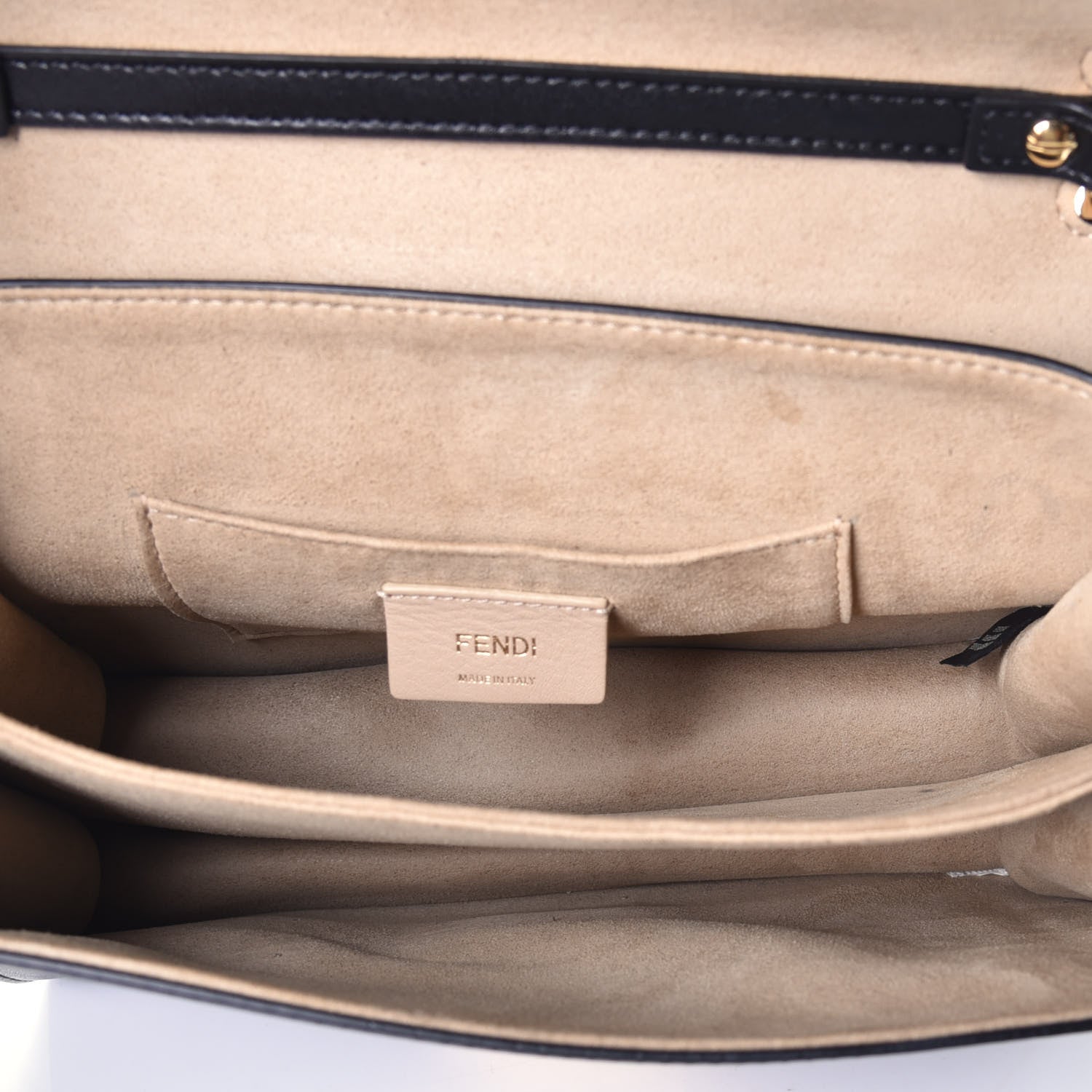 Fendi Vitello Liberty Bi-Color FF 1974 Embossed Kan U Shoulder Bag Black Maya 6 of 10