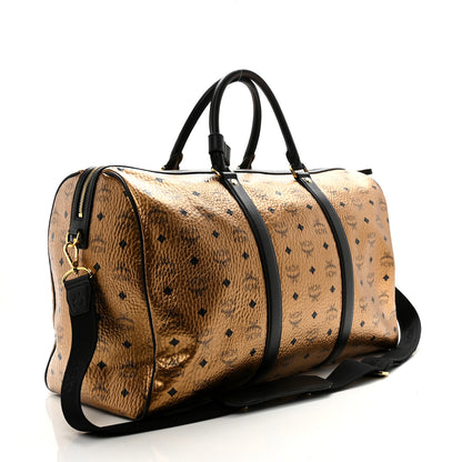 MCM Metallic Visetos Traveler Weekender Duffle Bag Gold 2 of 12