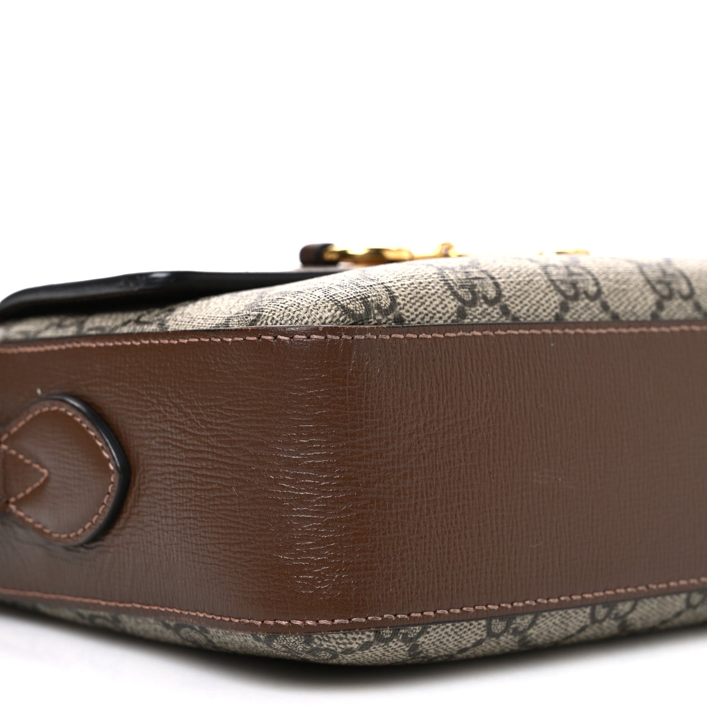 GG Supreme Monogram Small Horsebit 1955 Shoulder Bag Beige Brown Sugar