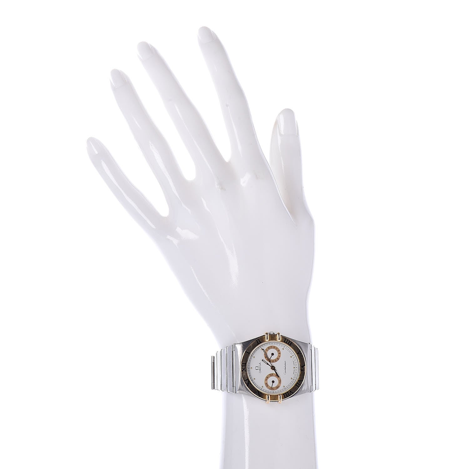 Omega Stainless Steel 18K Yellow Gold 33mm Constellation Day-Date Quartz Watch White 396.1070 2 of 6
