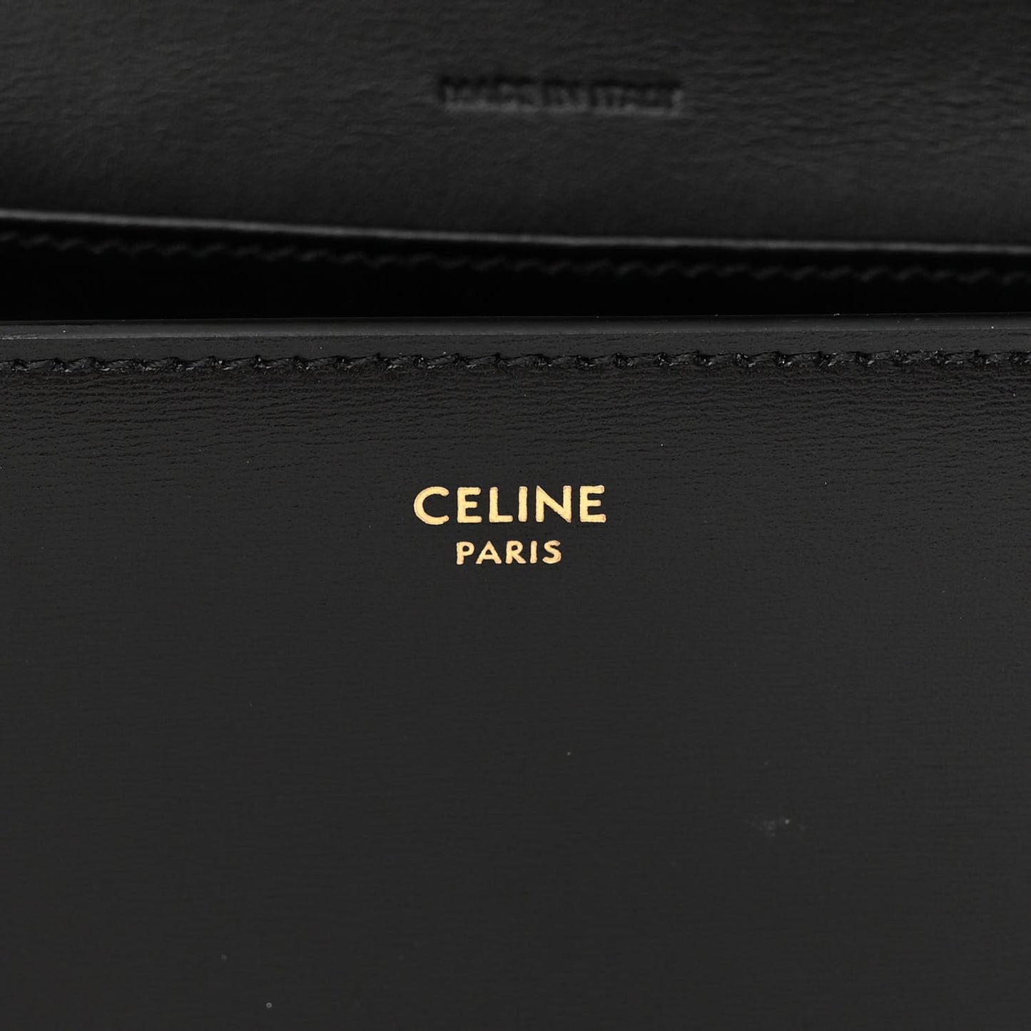 Shiny Calfskin Triomphe Margo Wallet on Chain Black