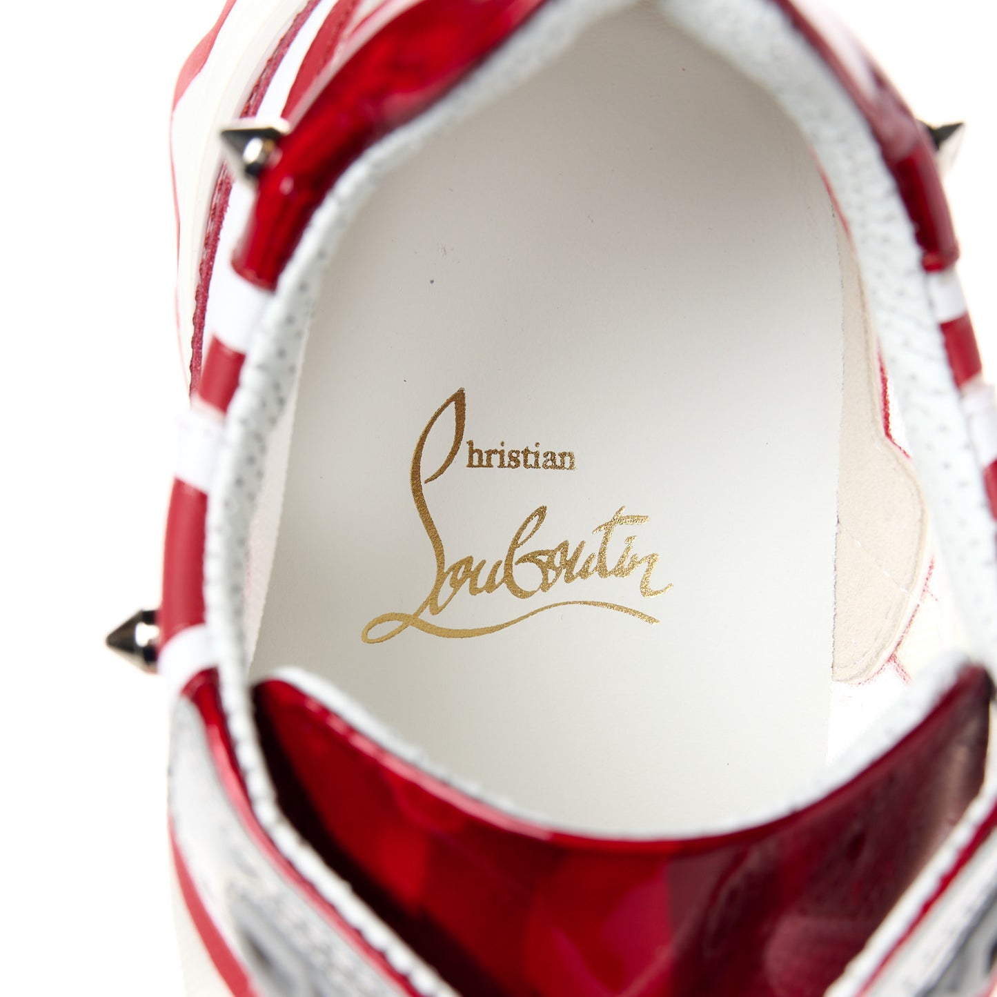 Transparent Mesh Patent Calfskin Sharkina Sneakers 36.5 White Loubi