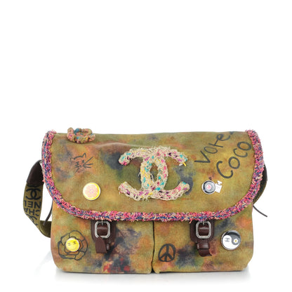 Chanel Washed Toile Large Graffiti On The Pavements Messenger Khaki Multicolor 1 of 7