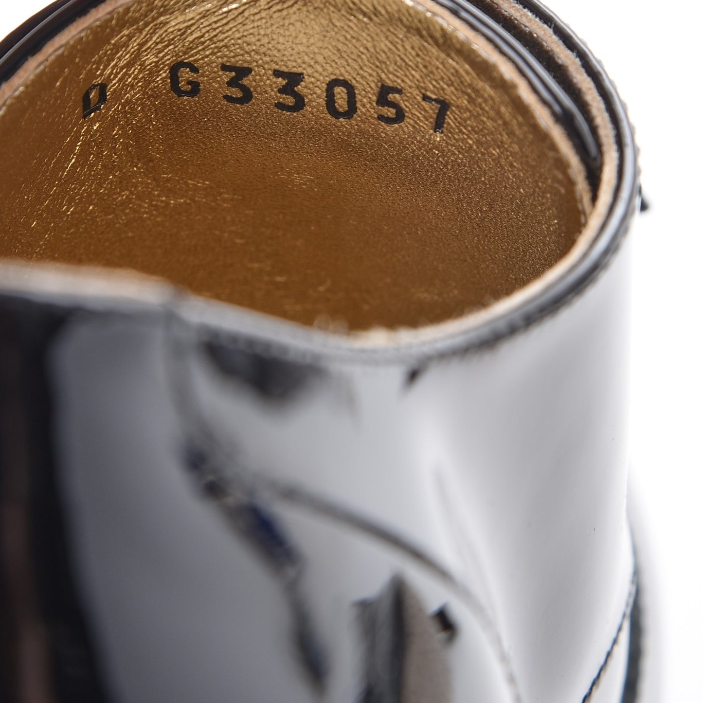 Patent Calfskin Oxford Lace Up Booties 37.5 Black