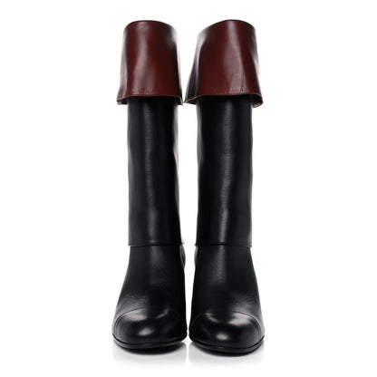 Chanel Calfskin CC Fold Over Boots 38 Black Brown 2 of 11