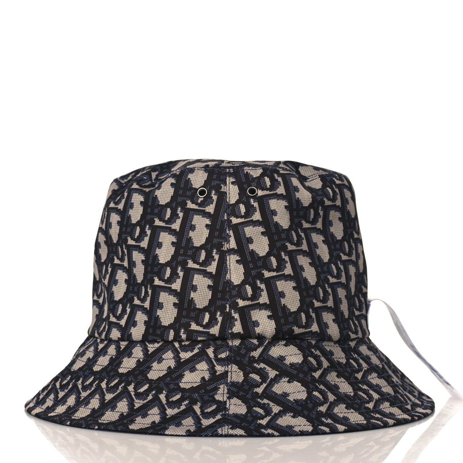 Christian Dior Polyester Cotton Oblique Teddy-D Brim Bucket Hat 58 Navy 6 of 12