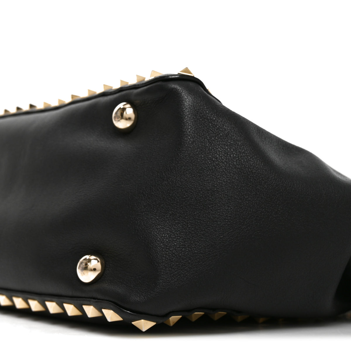 Vitello Small Rockstud Double Handle Tote Black
