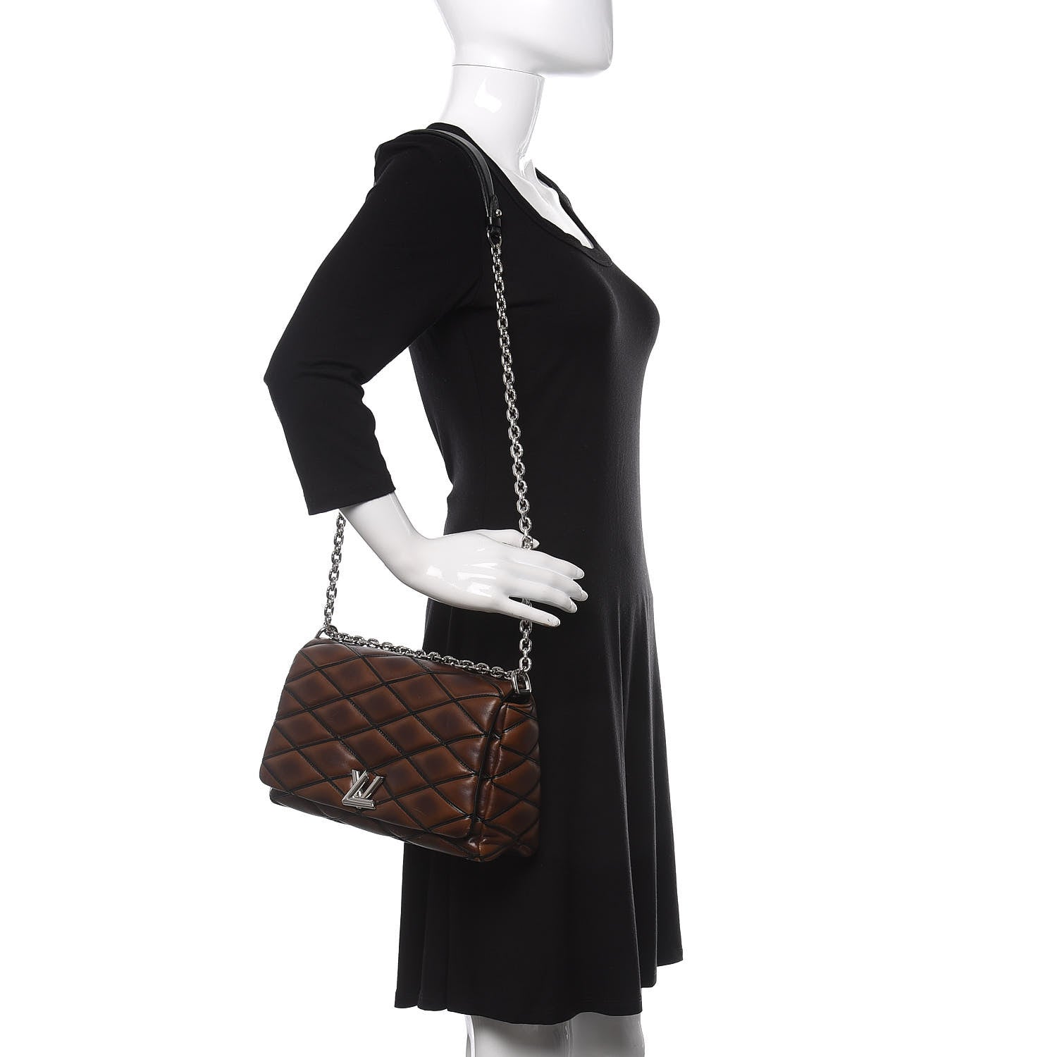 Louis Vuitton LOUIS VUITTON Lambskin Malletage GO-14 MM Brown 2 of 11