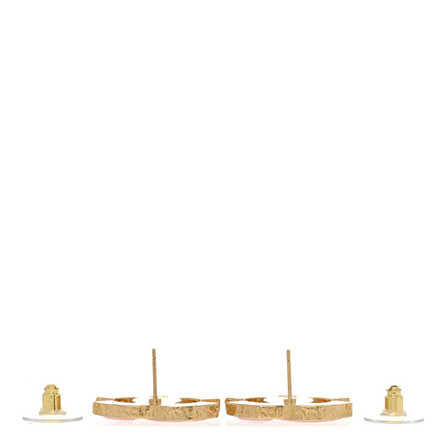 Metal Enamel CC Earrings Pink Gold
