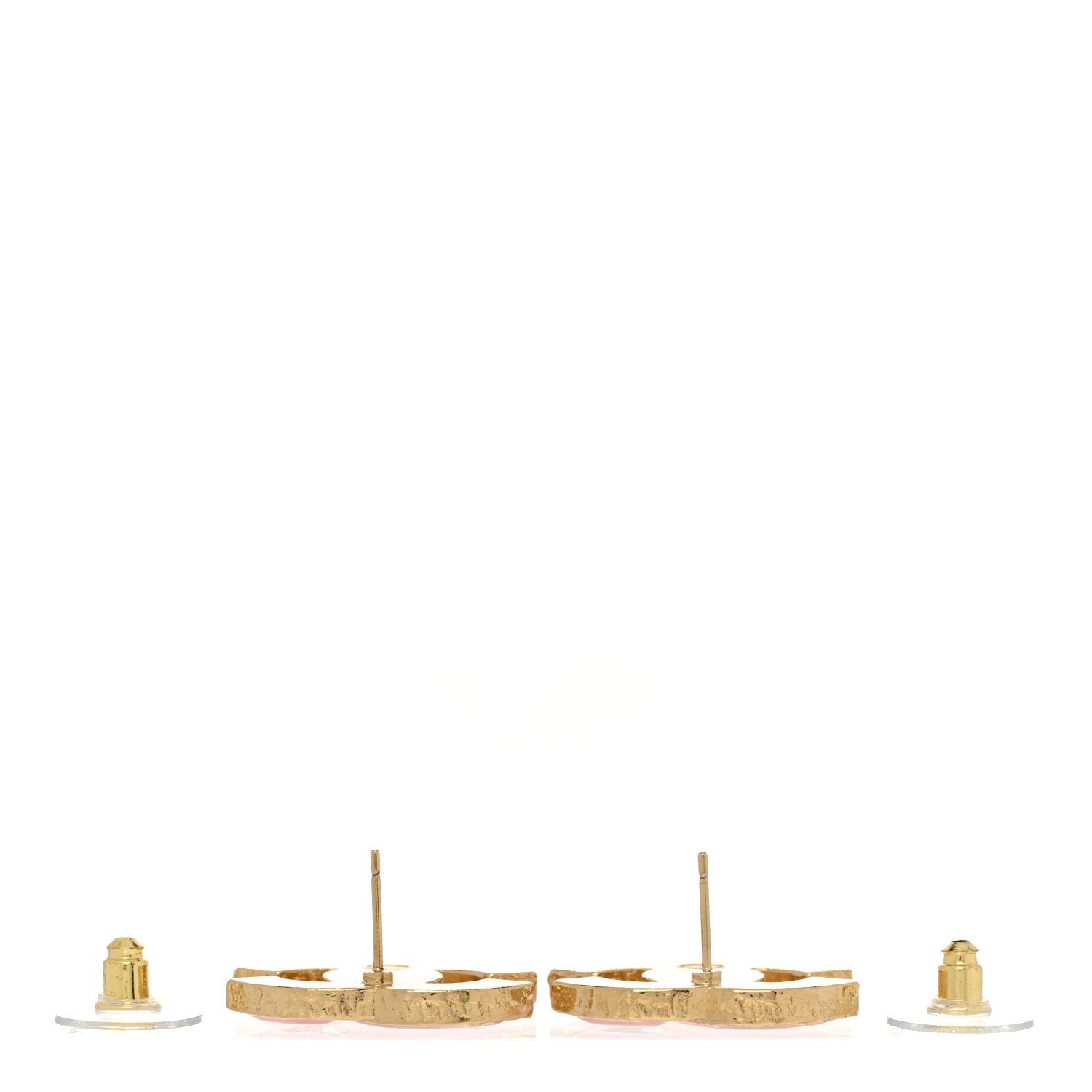Chanel Metal Enamel CC Earrings Pink Gold 3 of 5