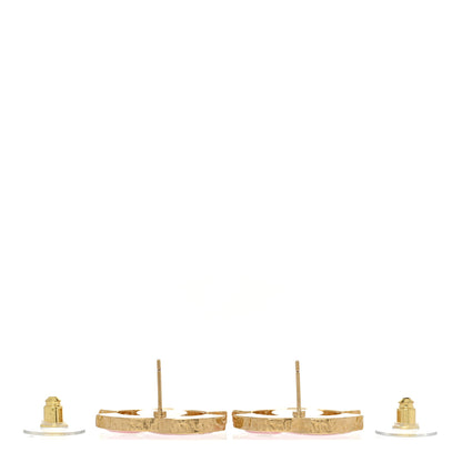 Chanel Metal Enamel CC Earrings Pink Gold 3 of 5
