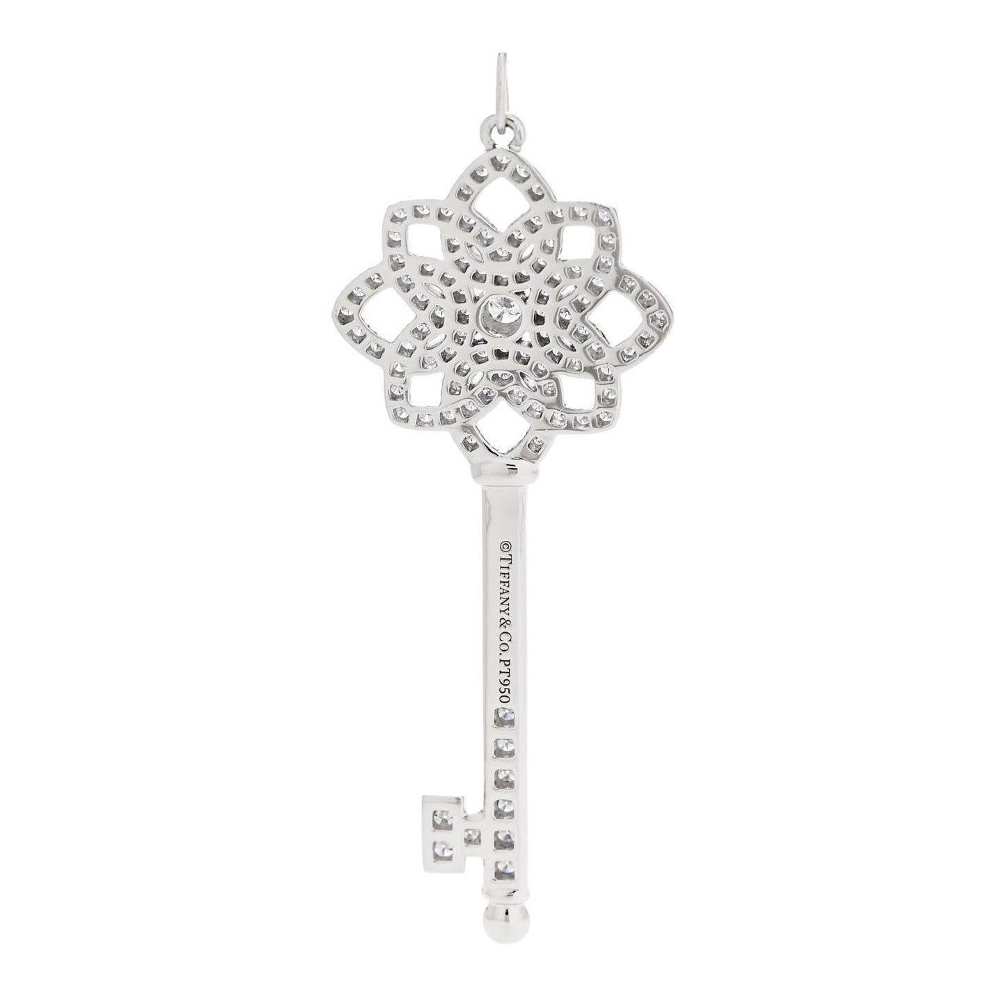 Platinum Diamond Large Woven Key Pendant