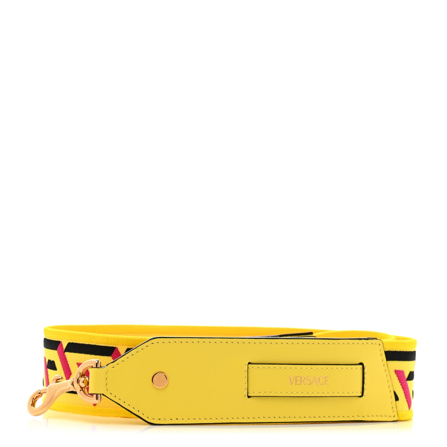 Coated Canvas Calfskin La Greca Strap Yellow Pink Black