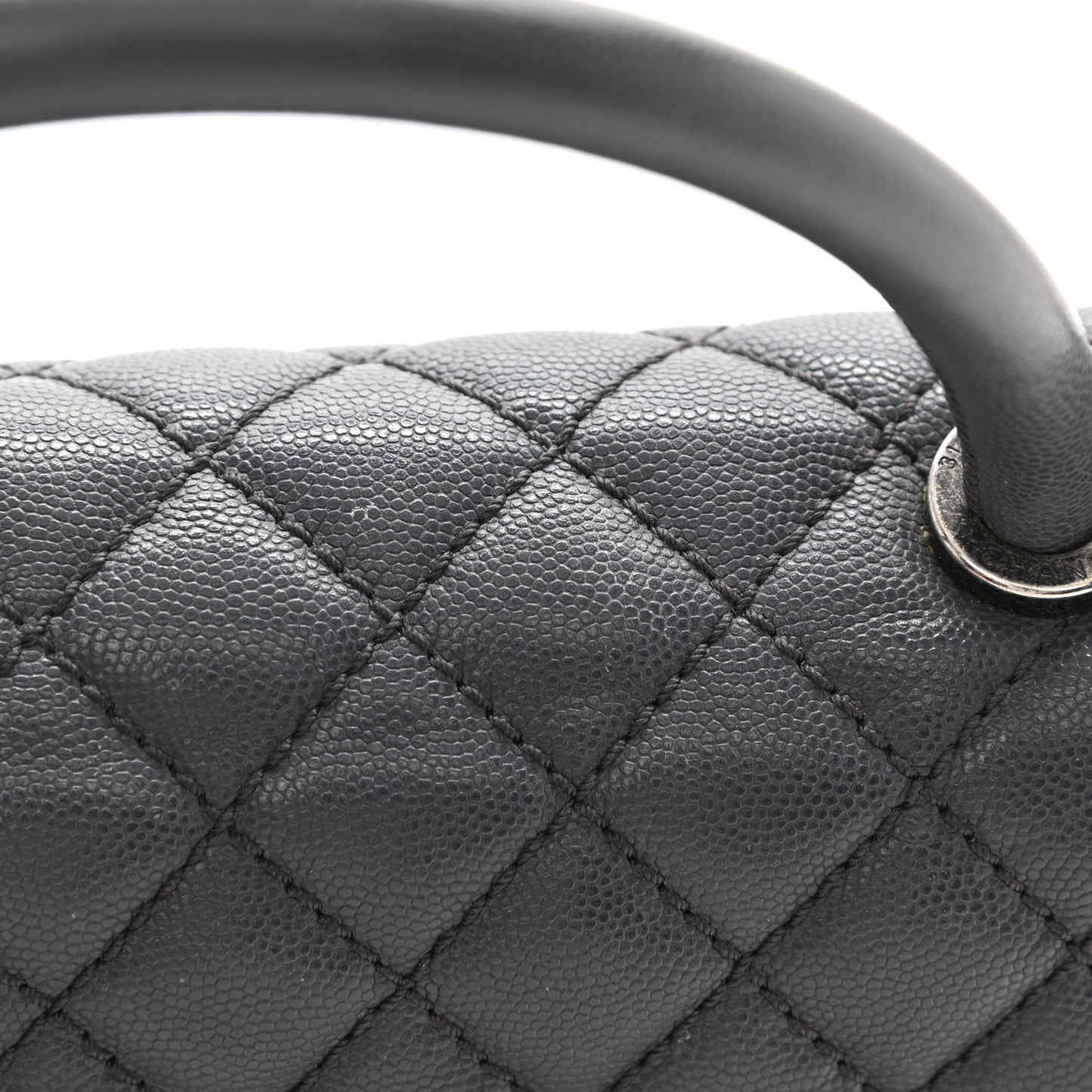 Caviar Quilted Small Coco Handle Flap Grey