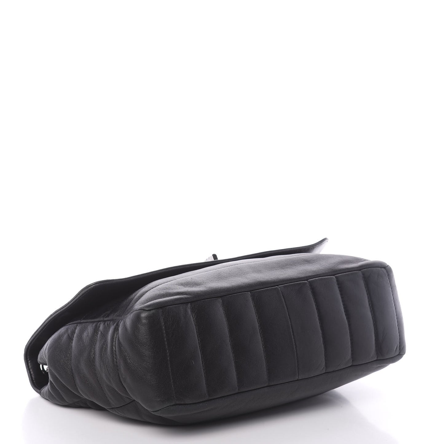 Lambskin Horizontal Quilt Mademoiselle Flap Black