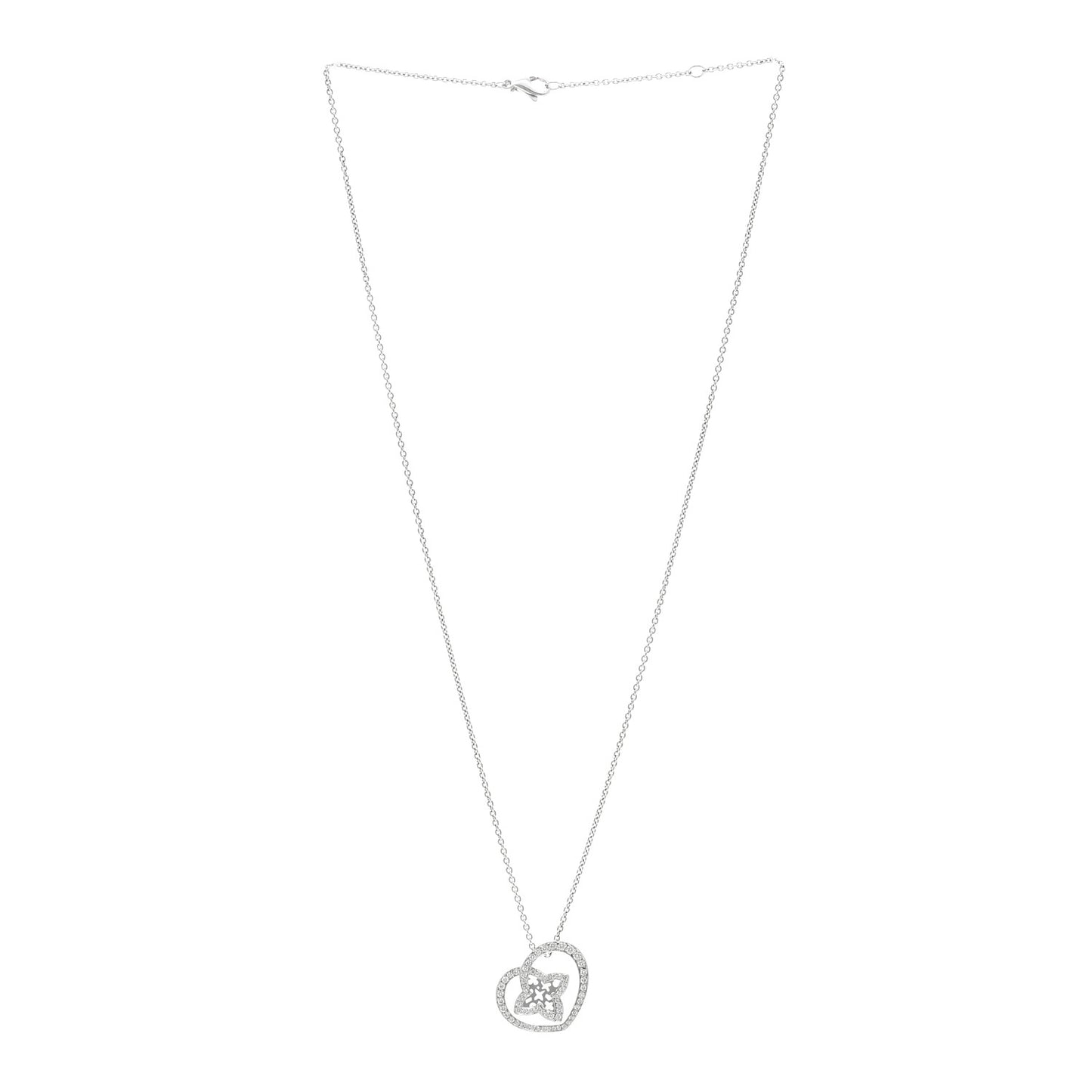 18K White Gold Diamond Small Coeur Heart Pendant Necklace
