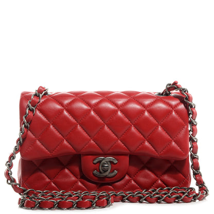 Chanel Lambskin Quilted Mini Rectangular Flap Red 1 of 9