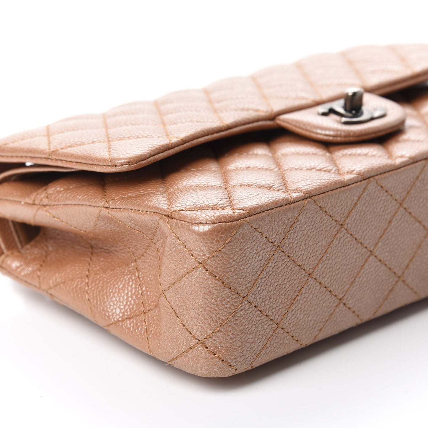 Pearly Caviar Quilted Medium Double Flap Pink