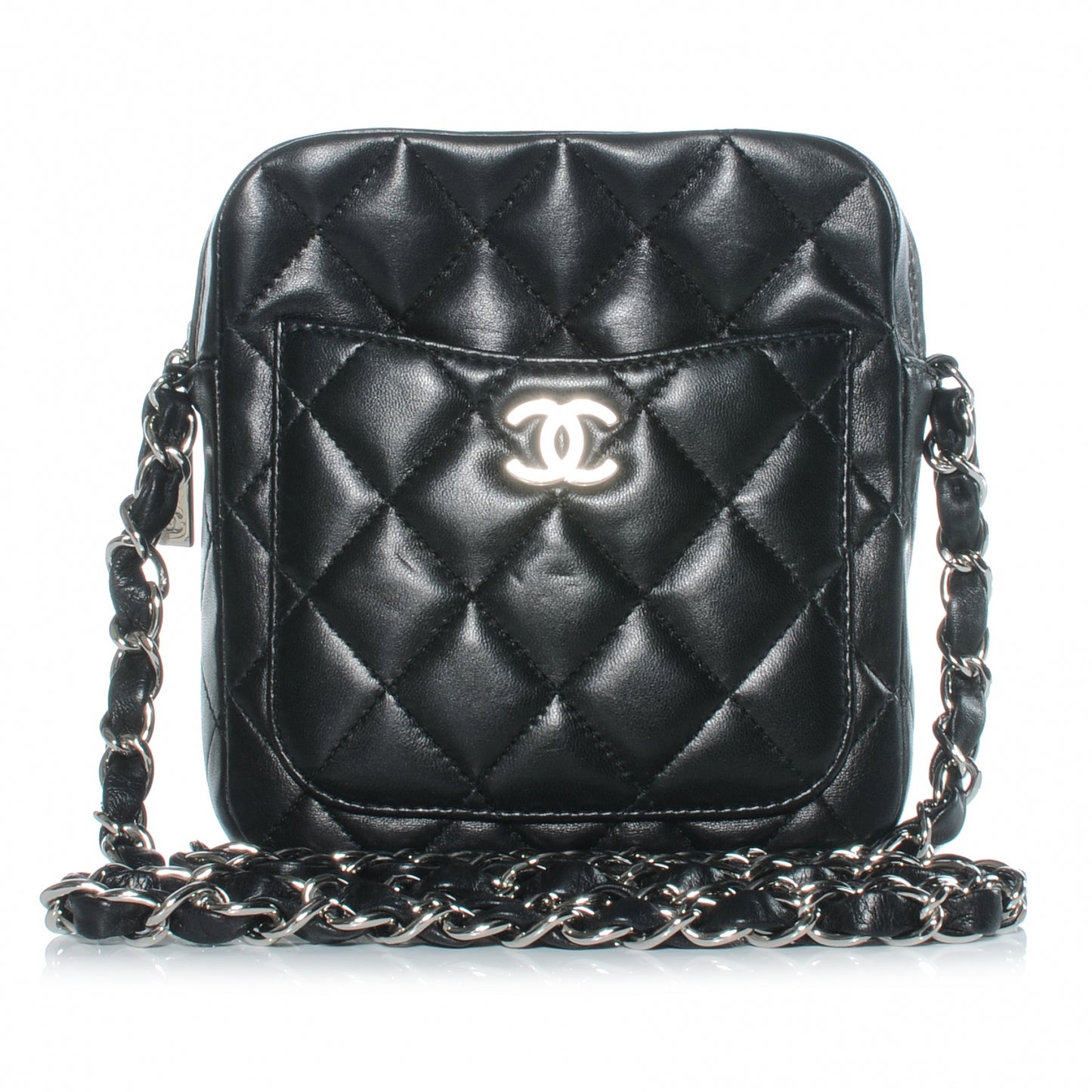 Lambskin Quilted Small Messenger Bag Black