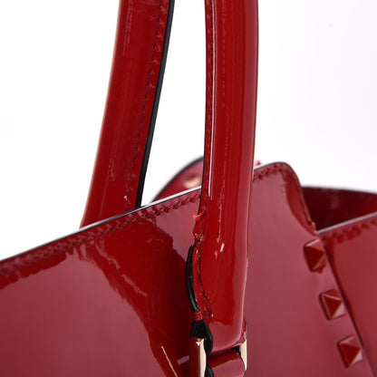 Valentino Garavani Patent Monochrome Rockstud Double Handle Tote Rosso Valentino 10 of 11