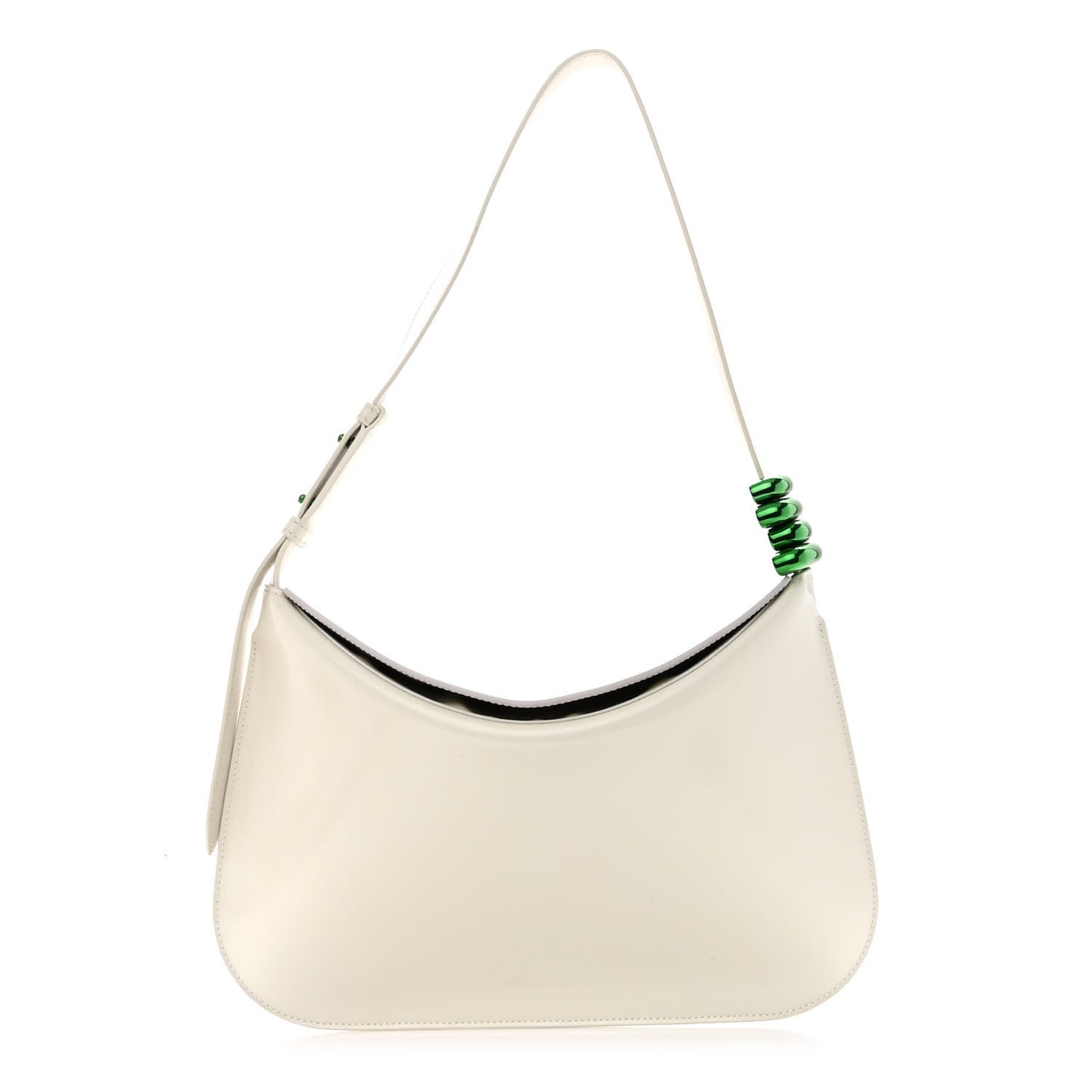 Brushed Calfskin Cradle Fold Over Shoulder Bag White Parakeet