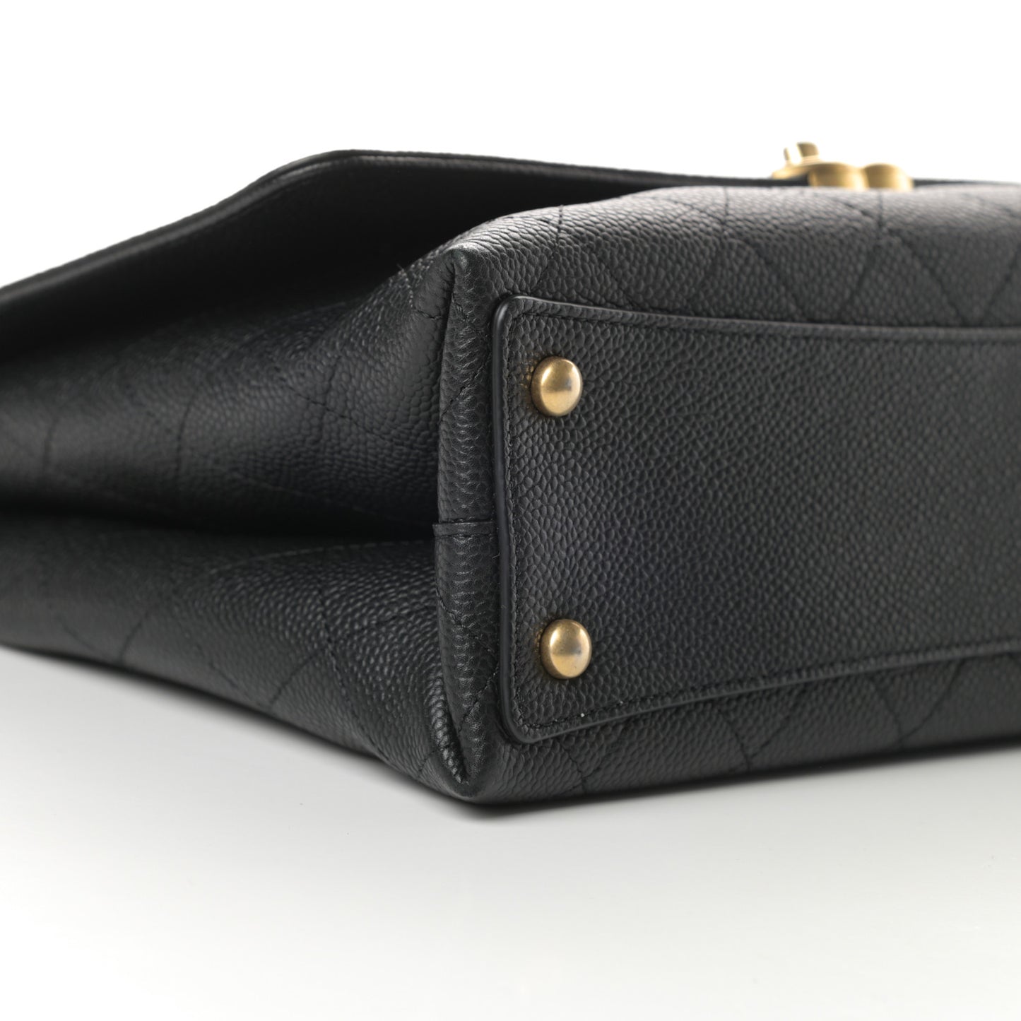Grained Calfskin Stitched Flap Black