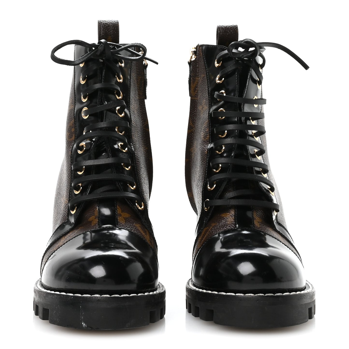 Patent Calfskin Monogram Star Trail Ankle Boots 41 Black