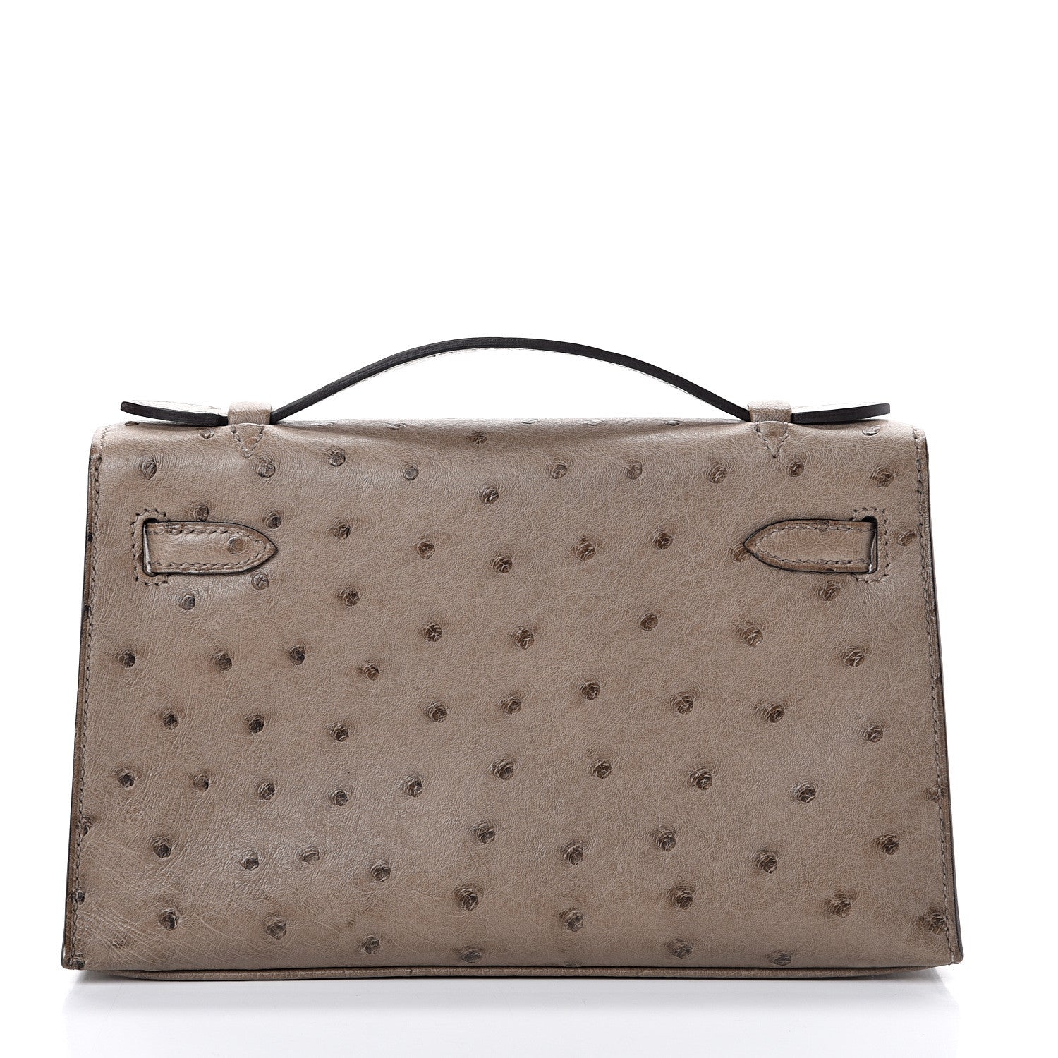 Hermes Ostrich Kelly Pochette Clutch Gris Asphalte 3 of 24