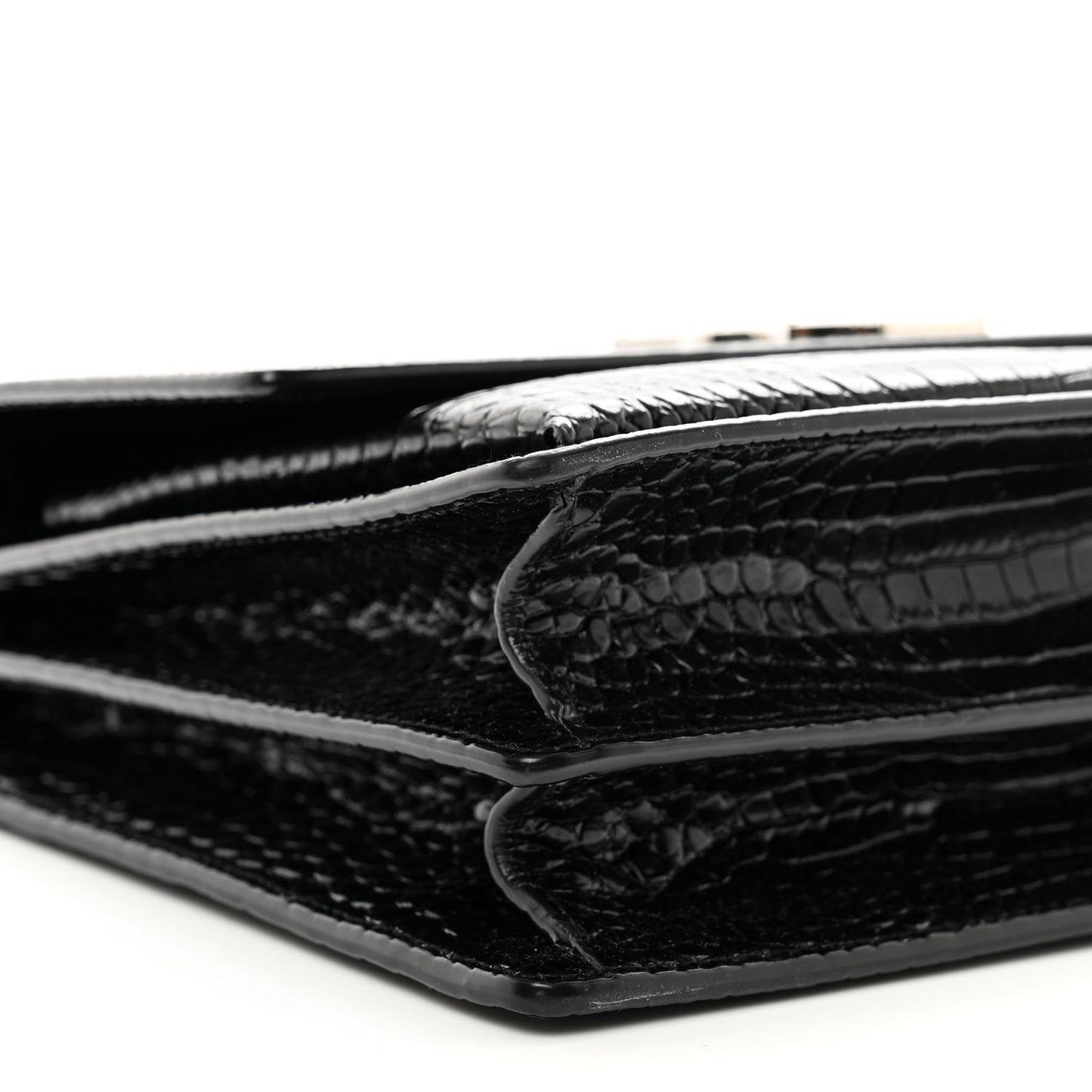 Calfskin Crocodile Embossed Large Monogram Sunset Black