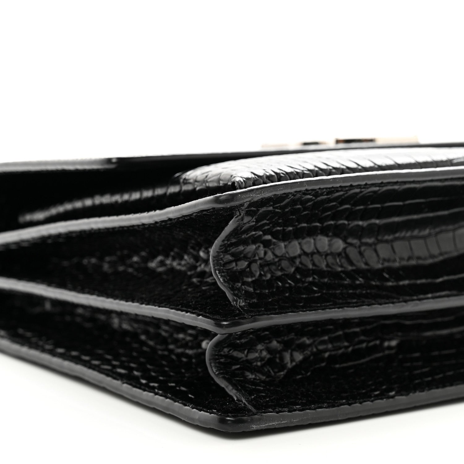 Saint Laurent Calfskin Crocodile Embossed Large Monogram Sunset Black 8 of 12