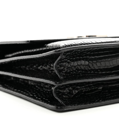 Saint Laurent Calfskin Crocodile Embossed Large Monogram Sunset Black 8 of 12