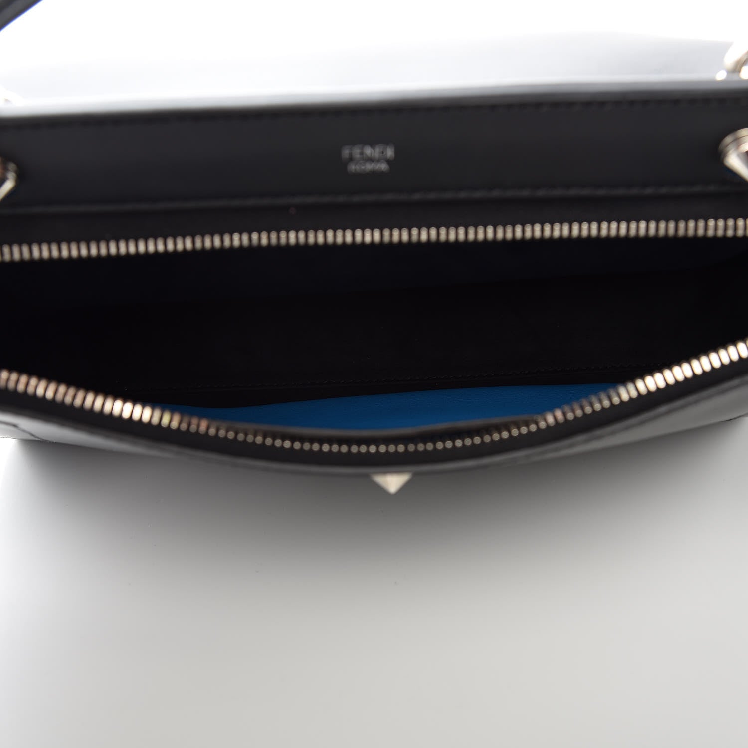 Fendi Vitello Baltico Dolce DotCom Satchel Black Blue Royal 5 of 10