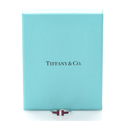 Tiffany 18K White Gold Ruby T Wire Ring 53 6.5 5 of 5