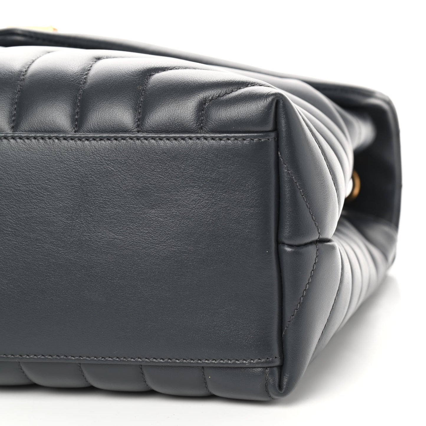 Calfskin Y Quilted Monogram Medium Loulou Chain Satchel Dark Smog