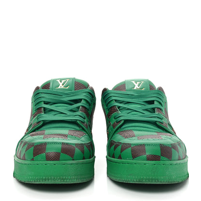 Louis Vuitton Damier Pop Grained Calfskin Mens LV Trainer Sneakers 10 Green 3 of 8
