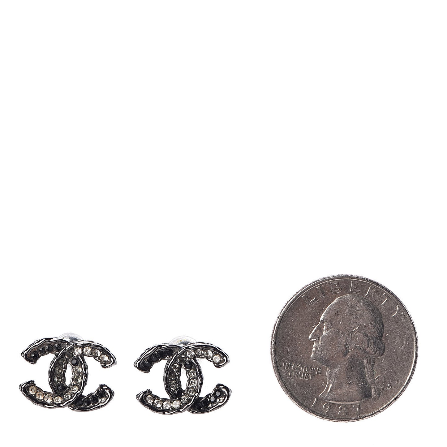 Ruthenium Crystal CC Earrings Silver Black