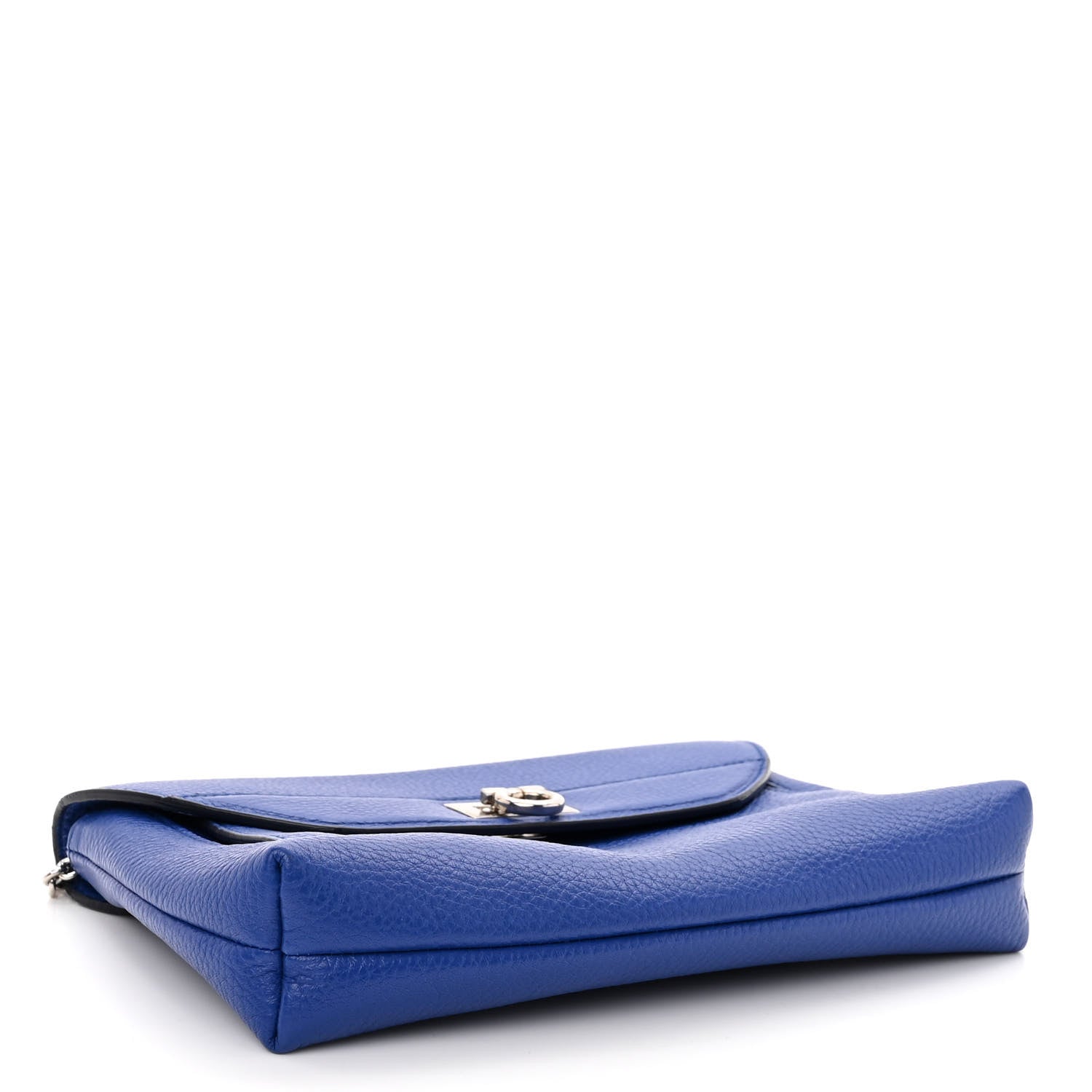 Salvatore Ferragamo Grained Calfskin Gancini Chain Shoulder Bag Blue 4 of 9