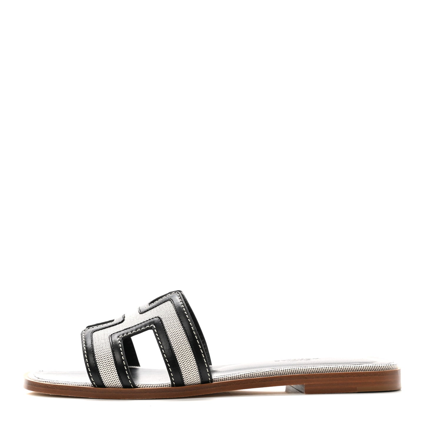 Calfskin Canvas Oran Sandals 37 Black