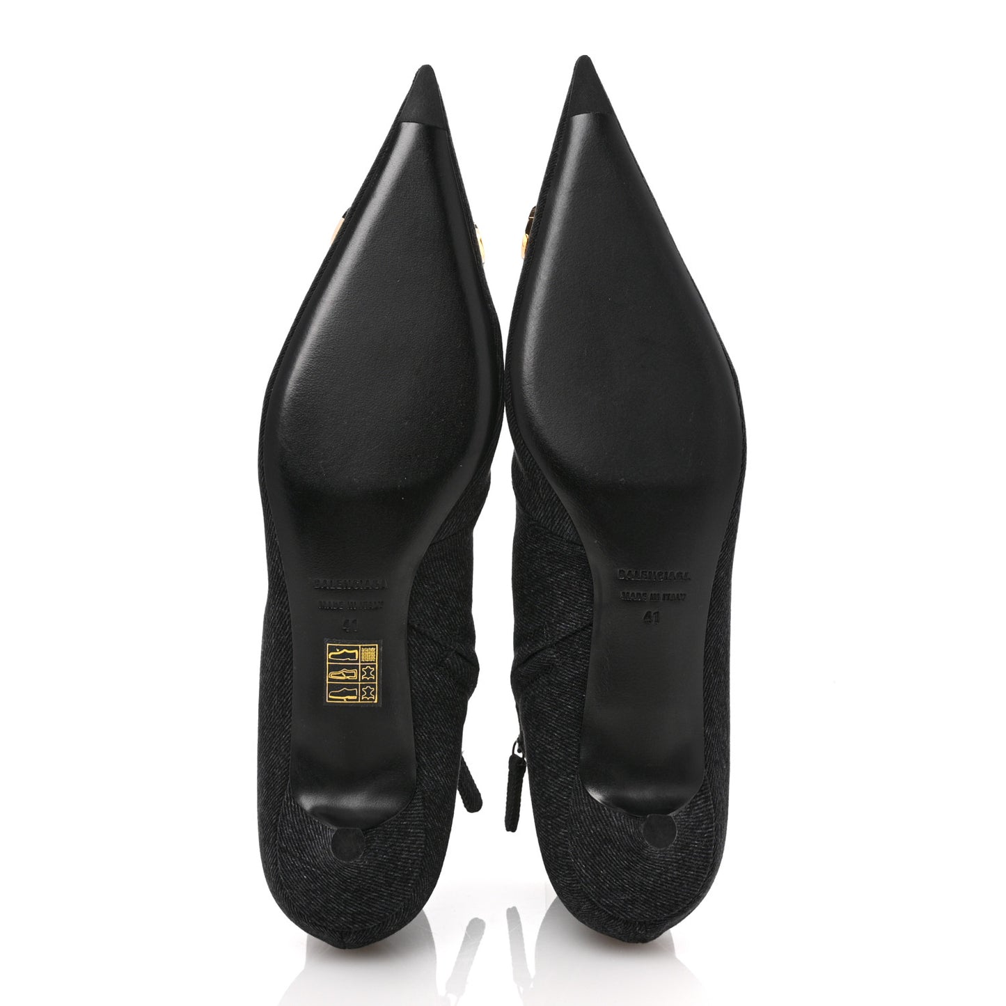 Denim BB Pointy Toe Ankle Booties 41 Black Vintage