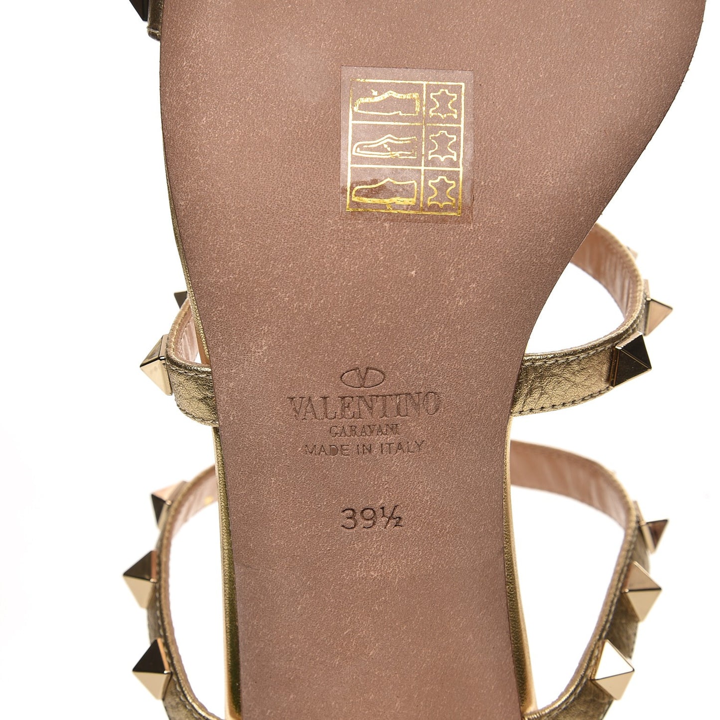 Metallic Pebbled Calfskin Rockstud 60mm Caged Slide Sandals 39.5 Mekong