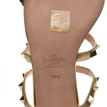 Valentino Garavani Metallic Pebbled Calfskin Rockstud 60mm Caged Slide Sandals 39.5 Mekong 7 of 8