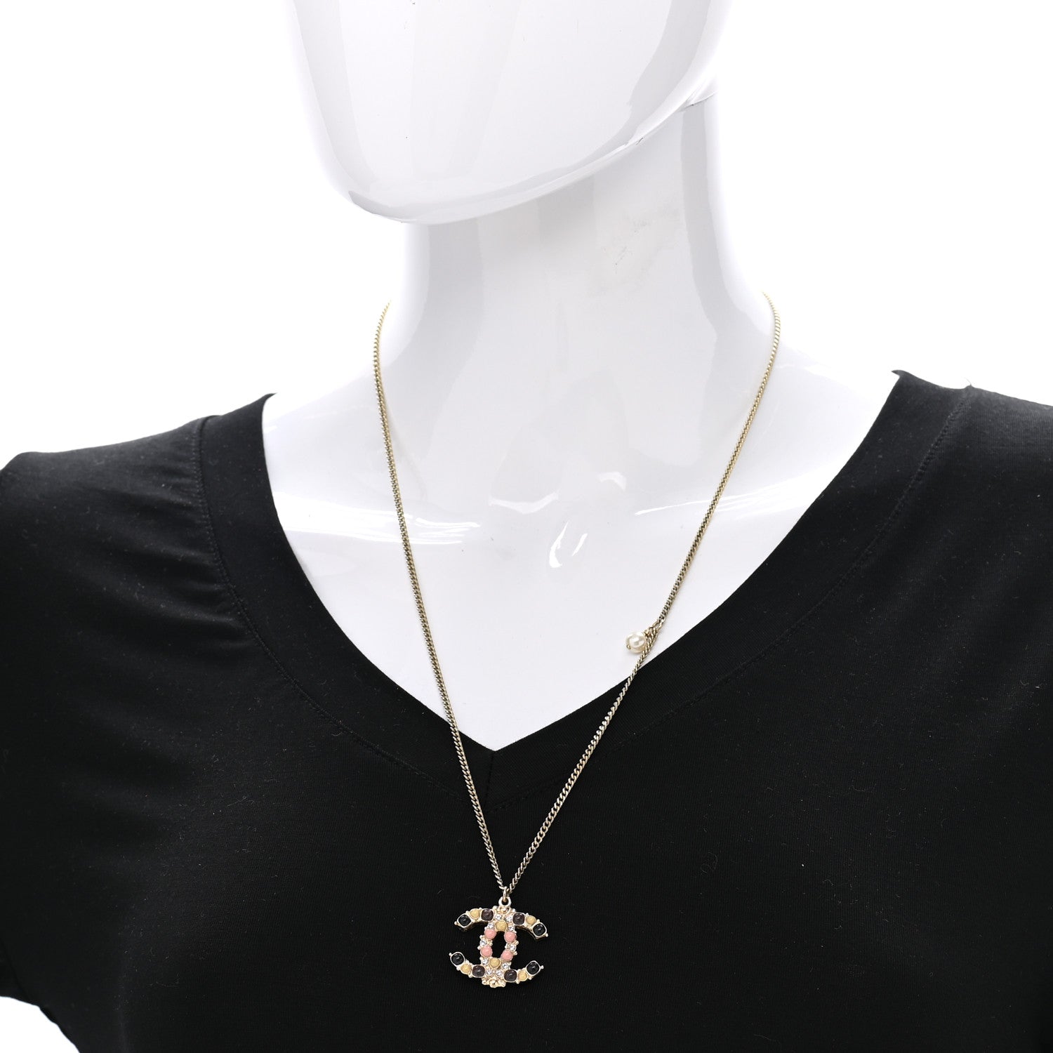 Chanel Crystal Gripoix CC Necklace Gold Multicolor 2 of 7