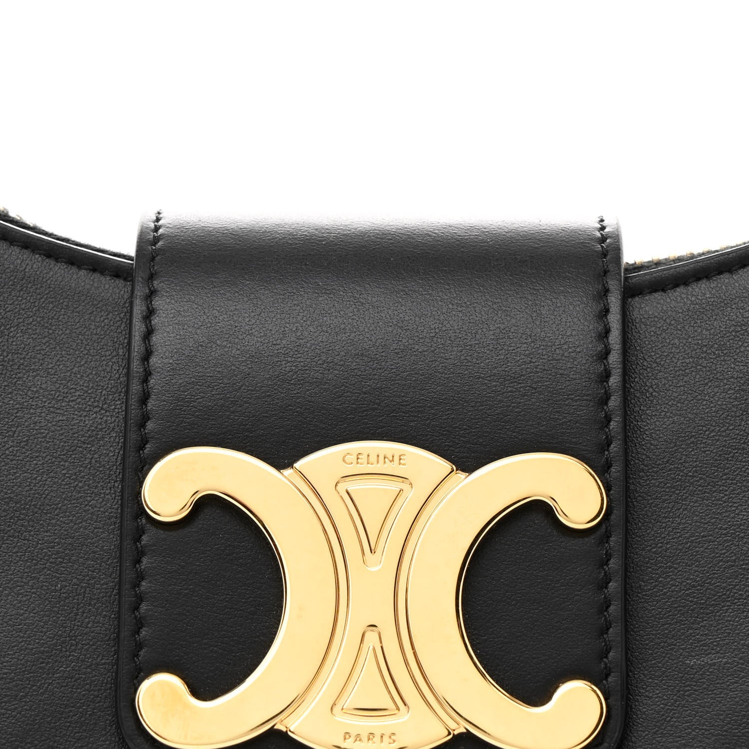 Celine Smooth Calfskin Medium Strap Ava Triomphe Shoulder Bag Black 8 of 11
