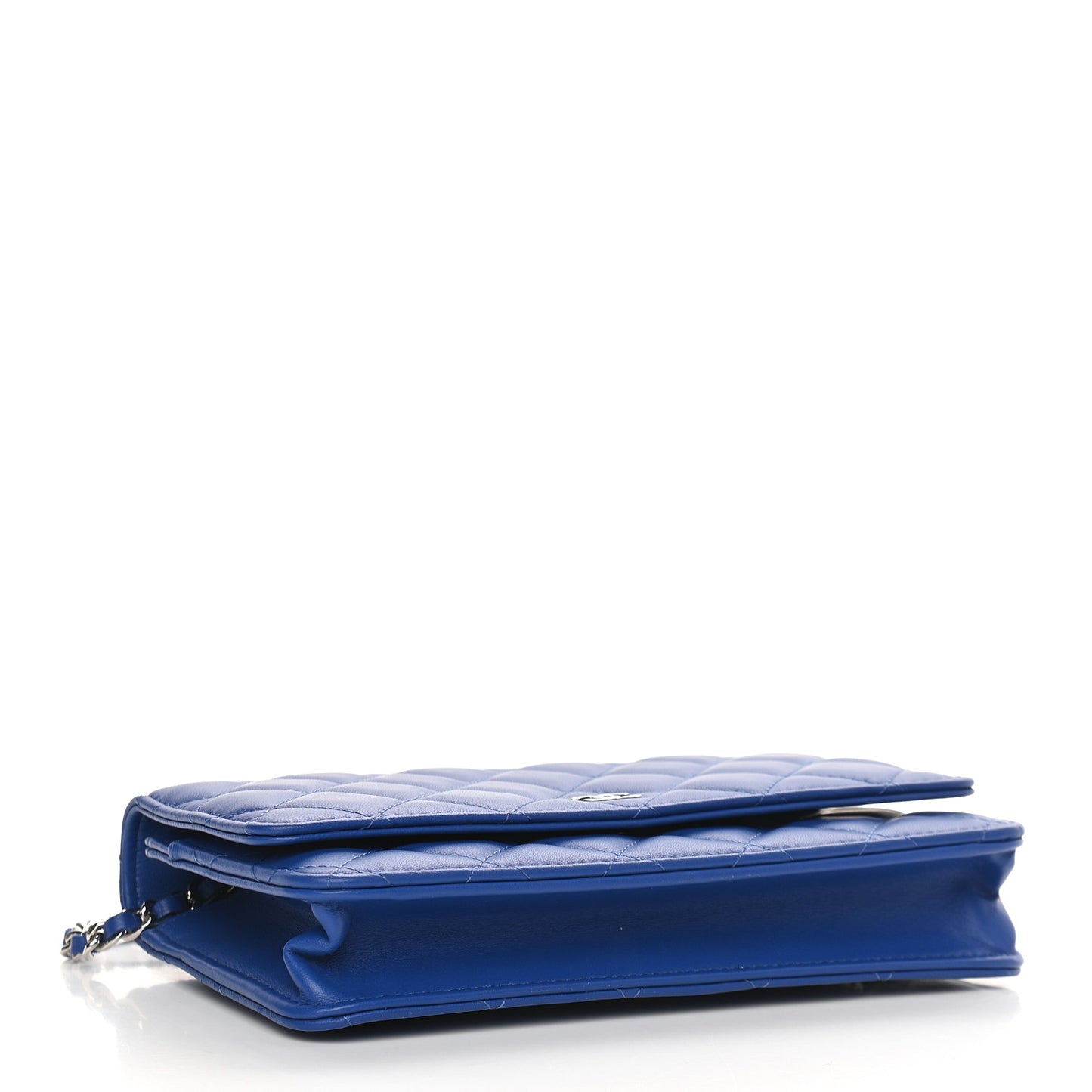 Lambskin Quilted Wallet On Chain WOC Blue