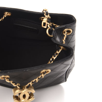 Chanel Calfskin Stitched Small Egyptian Amulet Drawstring Bag Black 5 of 11