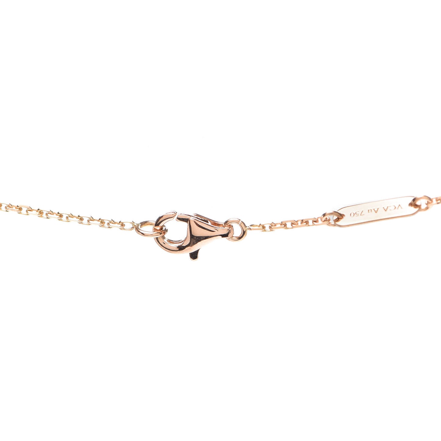 18K Rose Gold Diamond Grey Mother of Pearl Vintage Alhambra Pendant Necklace