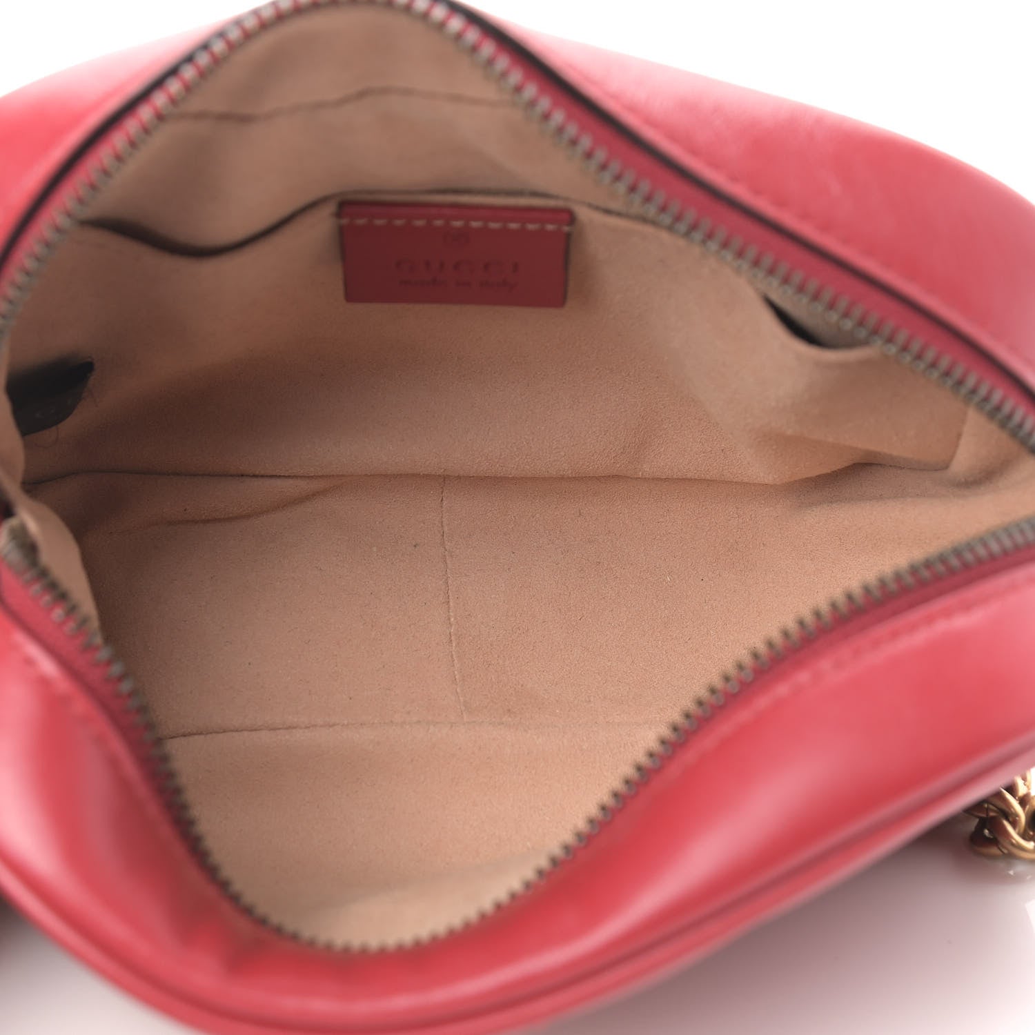 Gucci Calfskin Matelasse Mini GG Marmont Chain Shoulder Bag Hibiscus Red 5 of 9